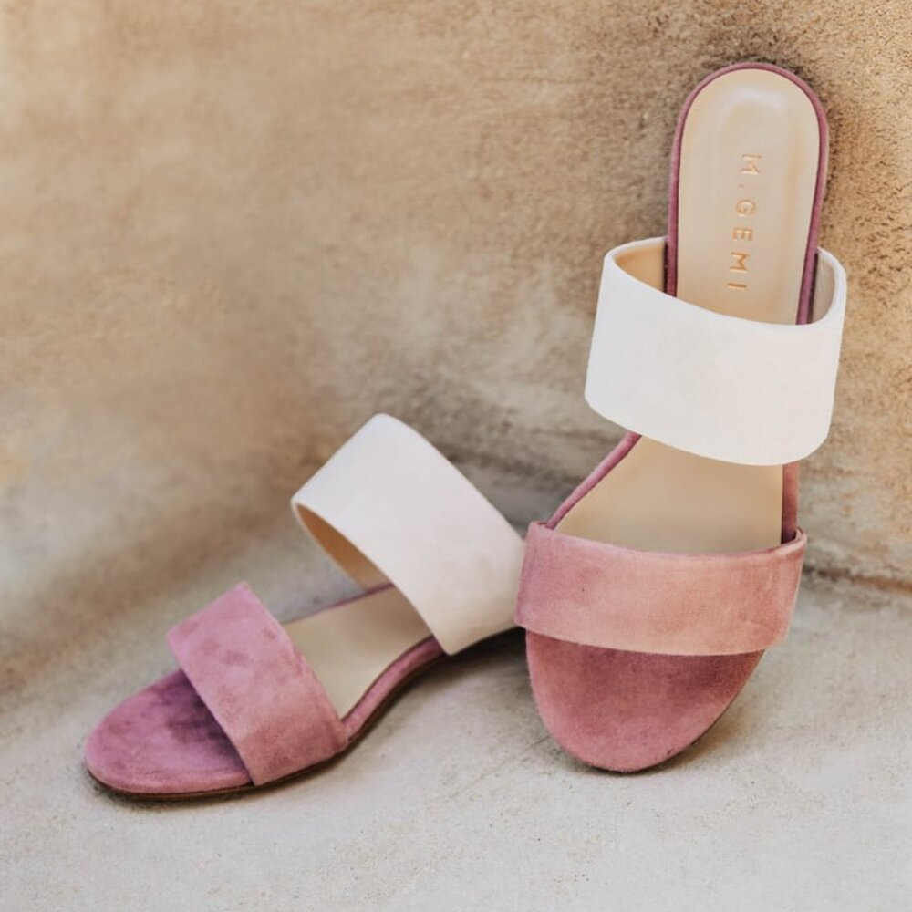 M. Gemi X Marianna Hewitt The‎ Capri Suede Dual Strap Sandal Sz.39 Coquette Girl